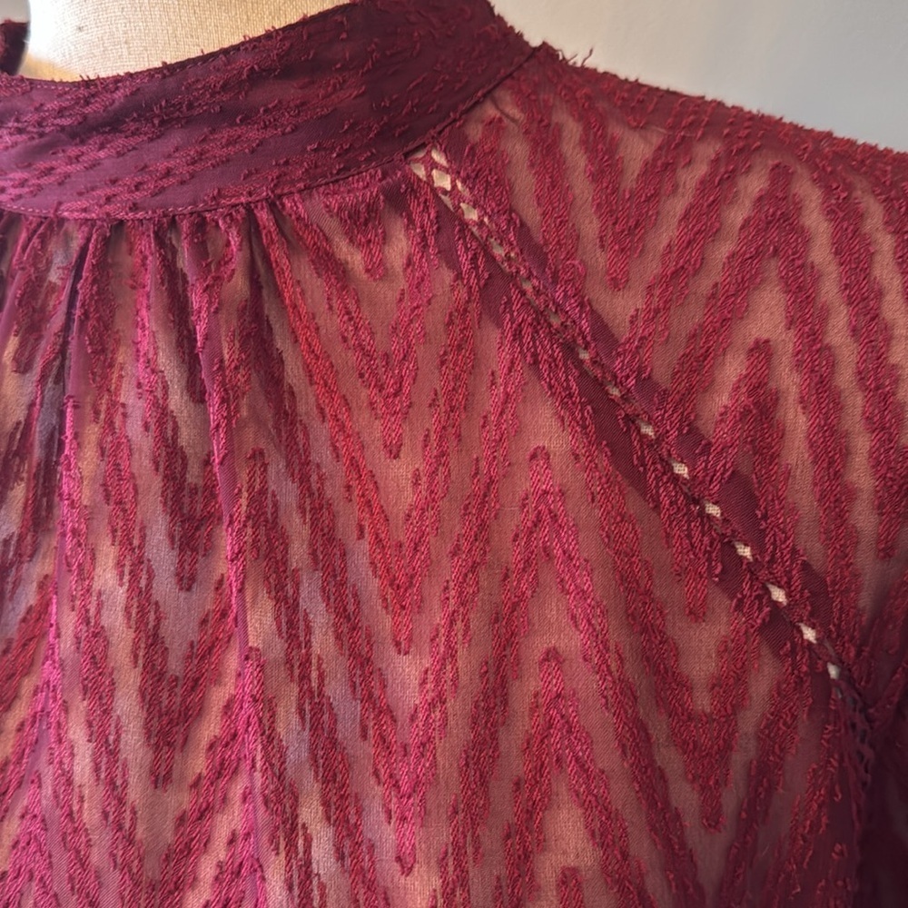 Free People Wine Transparent Top - Picture 5 of 7